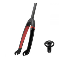 IKON Carbon Fiber Fork 20" Mini-Junior 1" Straight (Black-Red)