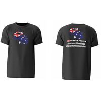 SSQUARED Born in USA Raced in Australia Black Tee (Adult XXXX-Large)