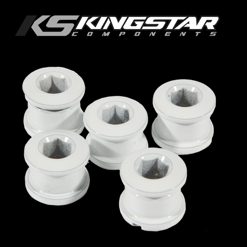 KINGSTAR Alloy Chainring Bolts 6.5mm x 4mm (White)